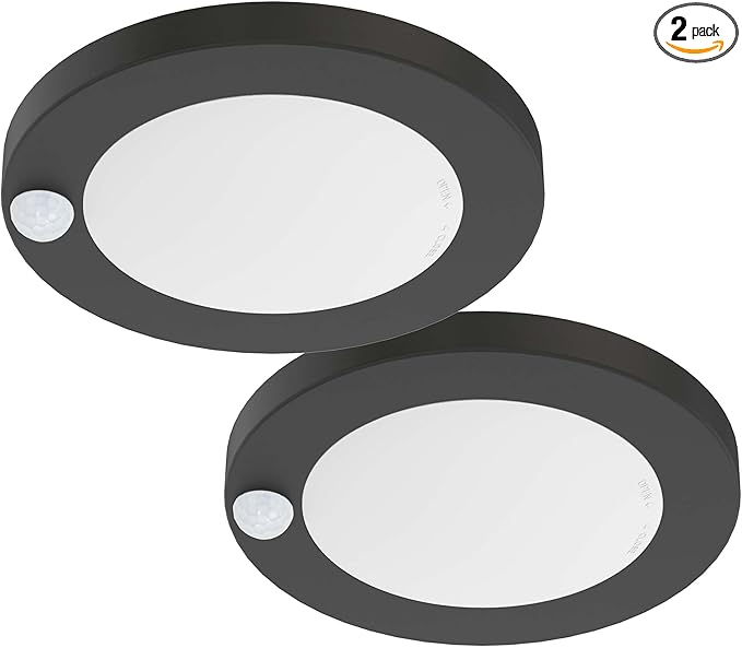 ZAGO LED 6" 120 Volts Closet Light Wired, PIR Motion Sensor Ceiling Disc Light for Closet, Laundry, Garage, Pantry, Wet Location, ETL, Black