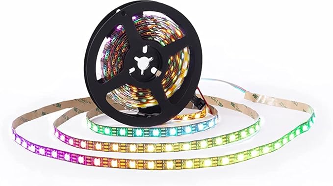 WS2812B RGB LED Strip Individual Addressable Light 16.4FT 60Pixels/m 300Pixels Dream Color SMD 5050 LED Pixel RGB Strip Non-Waterproof DC5V (Black PCB)