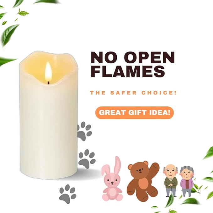 Rechargeable Flameless Candles Set of 3 | Real Wax LED Pillar Candles with Remote & Timer | Realistic Flickering Flame | Battery Operated | for Thanksgiving, Holiday, Halloween Decoration & Gift