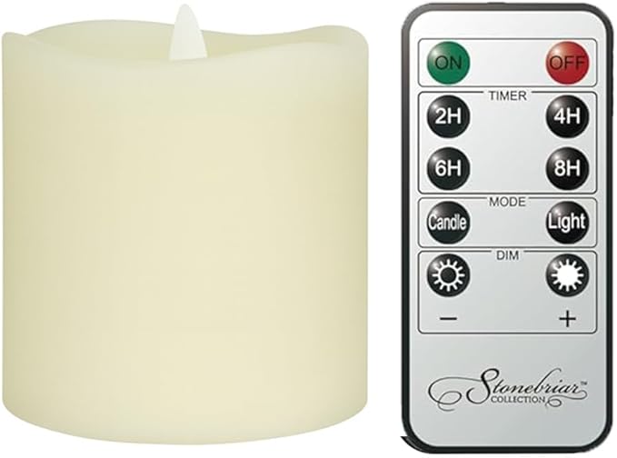 Stonebriar 3 Count Ivory Real Wax 3x3 Flameless LED Pillar Candles with Remote and Timer