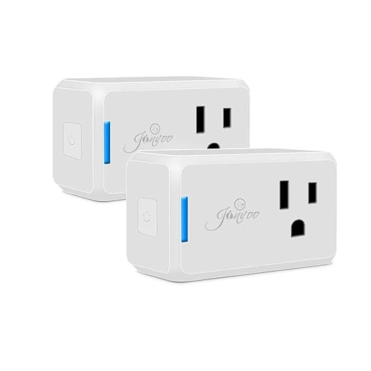Jinvoo WiFi Smart Mini Plug, 10A, Remote Control by Tuya Smart Life app Works with Amazon Echo,Compatible with iOS/Android Google Assistant, Timer White ETL Listed FCC Certified (2 Pack)