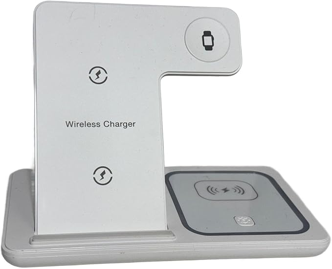 Fast Charging Wireless Charger Station 3 in 1 Multiple Devices Dock 15W Compatible with Any Devices with Wireless Charging Capability Phone, Watch and Earbuds. (White)