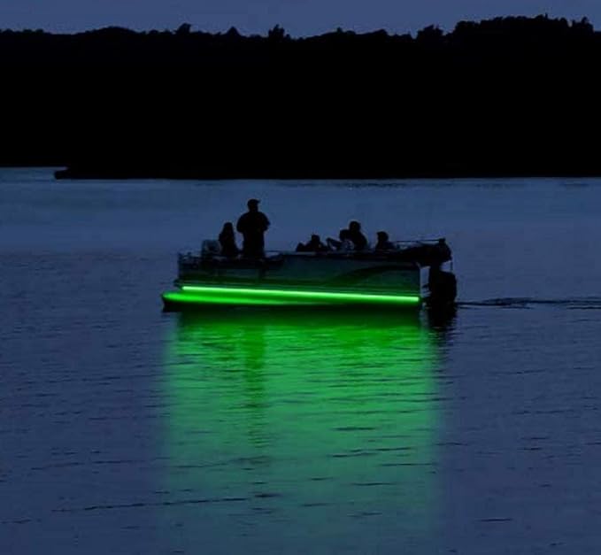 Green Blob Outdoors Pimp My Pontoon Boat Lighting LED Strips Kit Neon Green Under Deck Glow Professional Grade, IP68 Waterproof, Boat Lights for 22-32ft Toons (Green, 25ft)