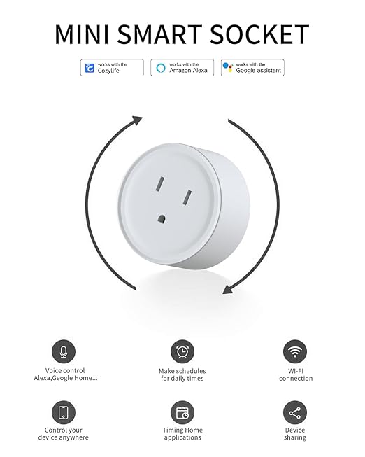 Smart Mini Plug WiFi Outlet Compatible with Alexa and Google Home APP Remote Control Socket with Timer and Group Control No Hub Required ROHS and FCC Apple MFi Certified 2 Pack