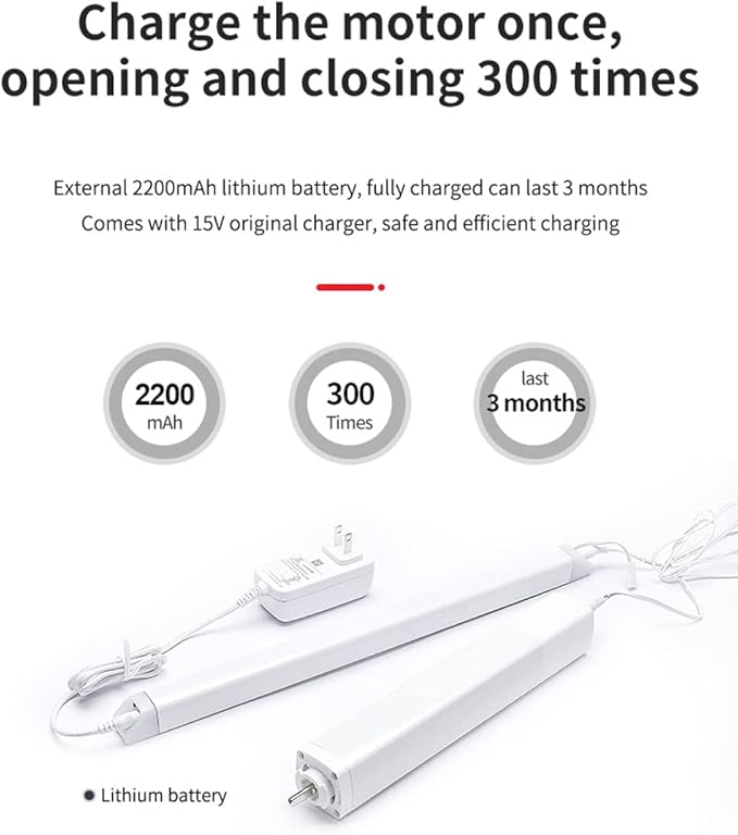 Rechargeable Motorized Curtain Tracks,Remote Control Smart Motorized Curtain Rail, Smart Curtain Opener Curtain Rod Compatible with Alexa Google Home (WiFi Motor—2M (78.7in) Track)