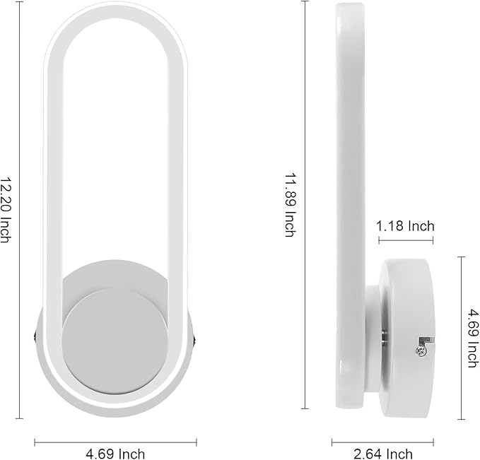 XEYOU 12W Modern Indoor Wall Sconce Rotatable 330° LED White Wall Light Fixtures for Bedroom Living Room Hotel Hallway Aisle Corridor, Warm White 3000K