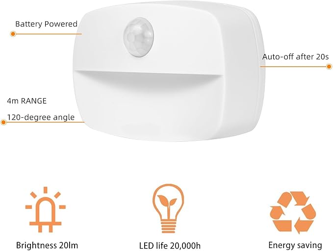 ZISUYU Motion Sensor Light Indoor Led Night Light Stick on Nightlight Battery Operated Lights for Hallway Stair Bathroom Closet Bedroom (Patent Applied)