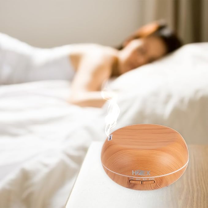 Aromatherapy Essential Oil Diffuser & Humidifier – Shallow 500ml Water Tank, 7 LED Lights & Whisper-Quiet Wood Grain Design – Ultrasonic Cool Mist Diffuser for Home, Bedroom, Spa, Yoga