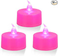 KOABY 12 Pack Pink Light Non-Flickering Flameless Tea Lights, Pink Base, Last 100H+, Battery Operated Tea Lights for Decor