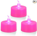 KOABY 24 Pack Pink Light Non-Flickering Flameless Tea Lights, Pink Base, Last 100H+, Battery Operated Tea Lights for Decor