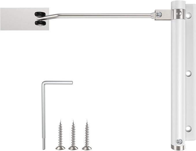 Automatic Door Closer, Stops Door Slamming, Ultra-Quiet Soft Close for Home & Apartment Doors, Upgraded Aluminum Roller Arm, Scratch-Free, Adjustable Speed, Self Closing Spring Door Closer, White