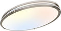 hykolity 32 Inch Oval LED Ceiling Light, 60W, 4000LM, 2700K/3000K/3500K/4000K/5000K Adjustable, Brush Nickel Finish Dimmable Flushmount Ceiling Light for Bedroom, Living Room