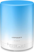 URPOWER 300ml Essential Oil Diffuser: Ultrasonic Aromatherapy Diffuser Quiet Auto Shut-Off, 4 Timer Settings(1H 3H 6H ON) & 7-Color Night Light Humidifier for Yoga Bedroom Living Room Office