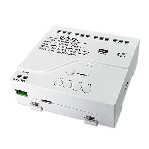 Smart WiFi Wireless Relay Switch Module, Tuya 4CH AC 85-250V/ USB 5V Smart Life Remote Control Dry Contact Momentry Switch Compatible with Alexa and Google Home