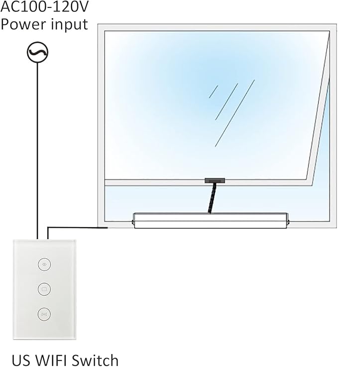 Olideauto Intelligent Smart AC Motor Automatic Window Opener with Wired US Standard WiFi Push Panel Phone App Control,Compatible for Alexa&Google Assistance Aluminum Alloy