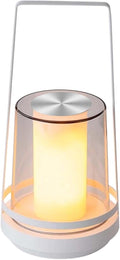 White Touch Bedside Lamp with Soothing Candlelight Mode - Rechargeable, Dimmable Night Light, Tap for Gentle Flame & Sparkle Effect, for Nursery, Bedroom Relaxation, Gifts