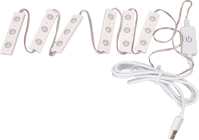 LED Makeup Mirror Light, 2 Strings USB Plug in Strip Light with Adjustable Brightness, 4000 to 5000K Color Temperature ABS Material for Vanity Mirror (6 Series)