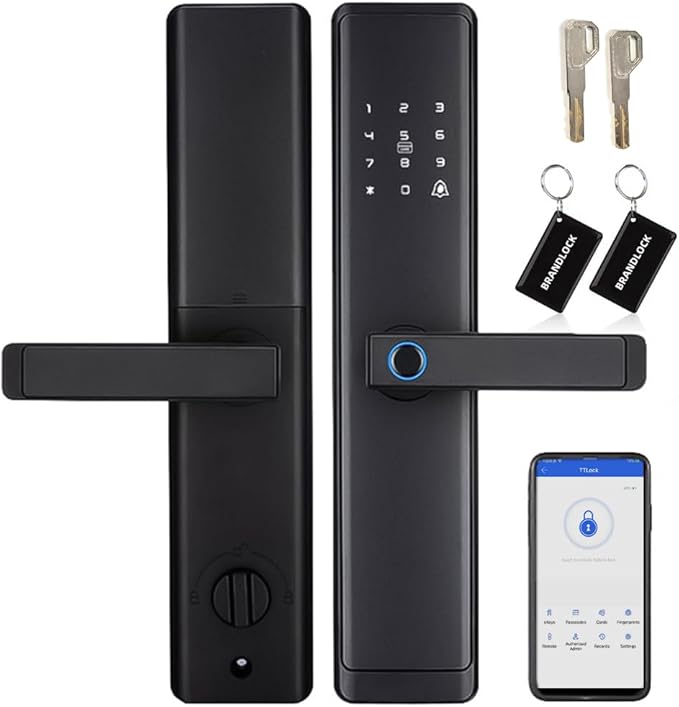 Sophies Keyless Entry Door Lock, Bluetooth Smart Deadbolt Door Lock Works with APP Control Code and Key Support IC Cards Smart Locks for Front Door for Home Hotel Apartment