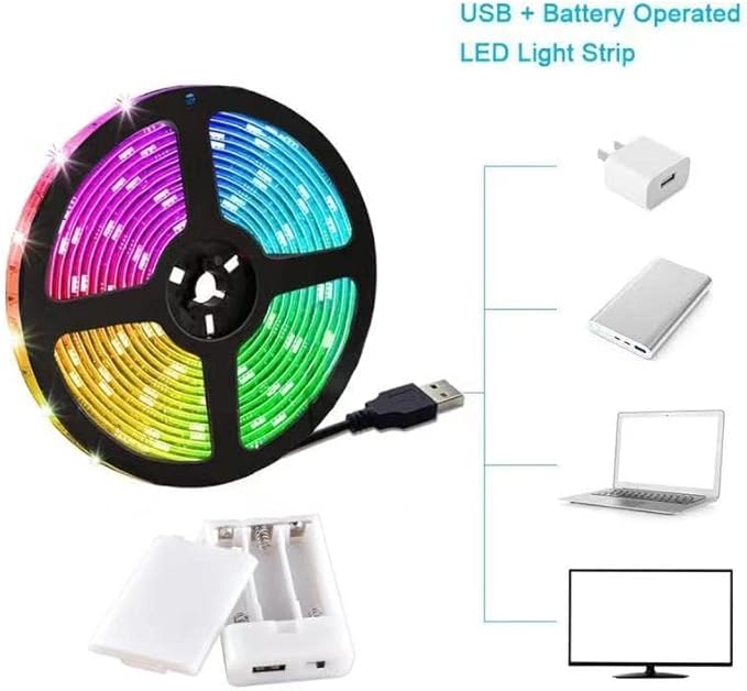 LED Strip Lights Battery Powered,13.2FT Led Lights USB Powered for TV,5050 Multi-Color Changing Led Lights for Bedroom,Home Decoration,Party,Camping (4m)