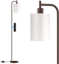 Floor Lamp with Linen Shade, Dimmable Tall Standing Lamp with Remote Control & 3 Color Temperatures, Modern Floor Lamps for Living Room Bedroom Office Corner, 9W LED Bulb Included