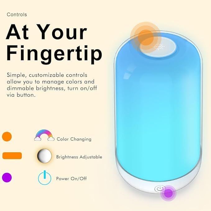 Smart Touch Table Lamp Works with App, Dimmable Small RGB Bedside Bed Lamp for Bedroom, Cordless LED Night Desk Lamp Rechargeable Color Changing Nightstand Mood Cozy Lamp for Living Room Baby Nursery.