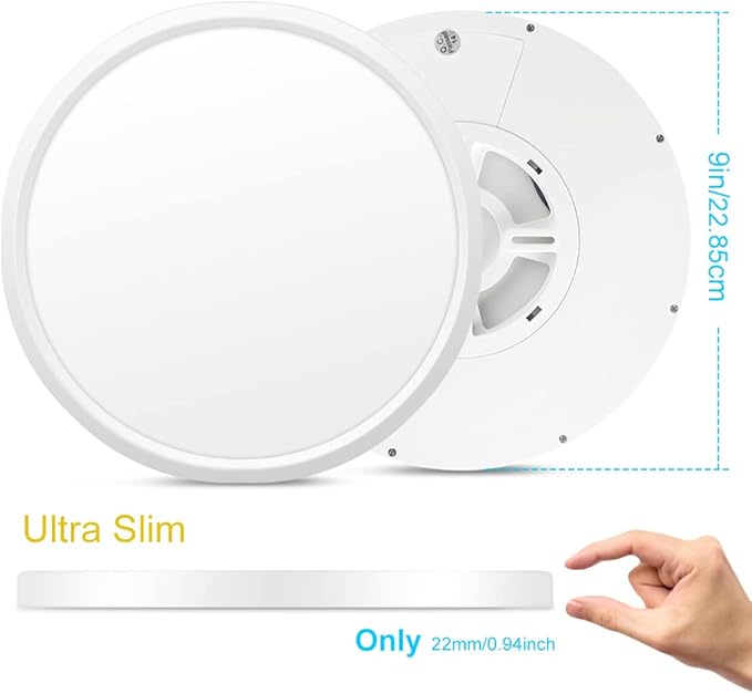 LightingWill 8.9 Inch LED Flush Mount Ceiling Light Fixture, 5000K Daylight White,1800LM, 18W, Flat Modern Round Lighting Fixture, 180W Equivalent White Ceiling Lamp for Kitchens, Bedrooms.etc.