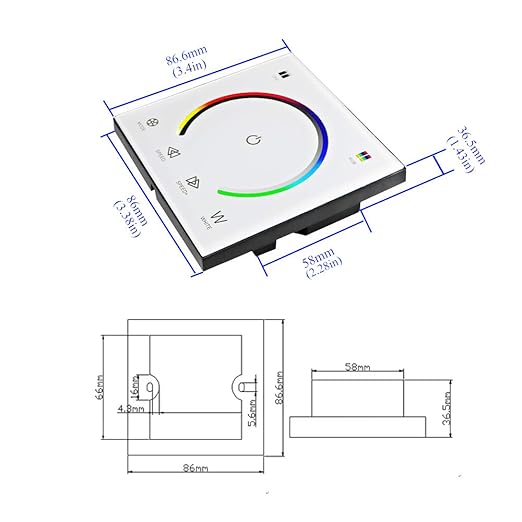 AMKI LED Wall Switch Dimmer,LED Controller,Wall- Mounted Plastic Cover Touch Panel Switch for DC12V-24V 3528 2835 5050 Single Color LED Strip Lighting(RGB-Red,Green,Blue)