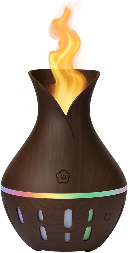 300ML Air Humidifier & Aroma Diffuser Home Fragrance Room Decor Essential Oil Diffuser Humidifiers for Bedroom Cool Mist 7 LED Light Car Air Freshener (Black-2)