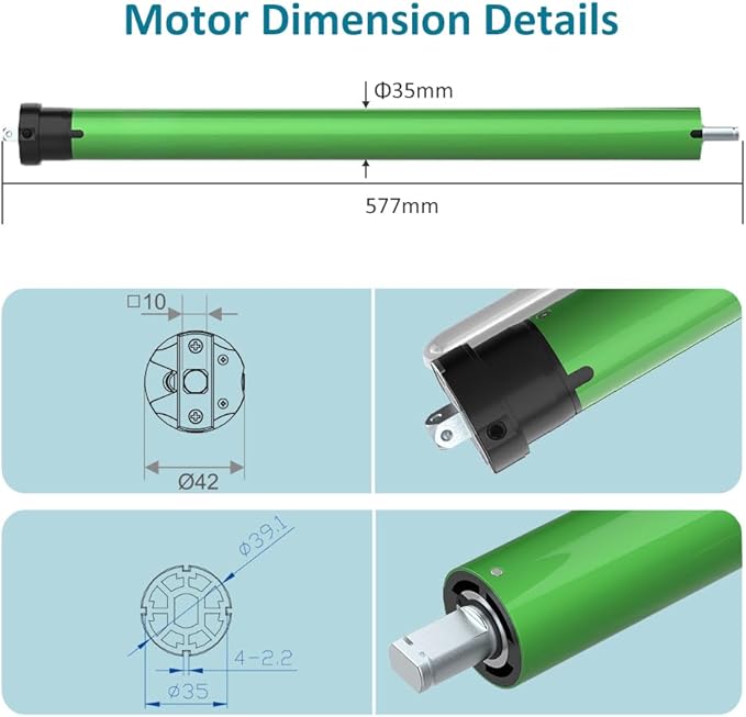 Hardwired Roller Shade Motor 120V AC, Dry Contact Tubular Motor for Smart Blinds, 35mm Quiet Electric Motorized Blinds Kit for Projector Screen Zebra (10 N.m for Φ50mm (2") Round Tube)
