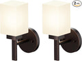 Wall Lights Over Mirror Bathroom Vanity Light Fixtures with White Frosted Glass Shade, Wall Sconces for Porch, 2 Pack Oil Rubbed Bronze T002ORB-L1-P2