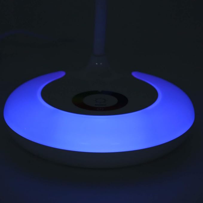 Fdit LED Desk Lamp with 3 Dimmable Modes and RGB Color Lights, 360 Adjustable Gooseneck, USB Powered Eye Protection Table Lamp for Reading, Study, and Bedroom, 5W Energy Saving (Plug in Version)