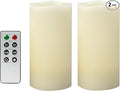 CANDLE CHOICE Battery Operated Flameless Pillar Candles with Remote Timer Real Wax Realistic Flickering Fake Electric LED Lights for Wedding Party Christmas Decorations Table Centerpieces 3”x6” 2 Pack
