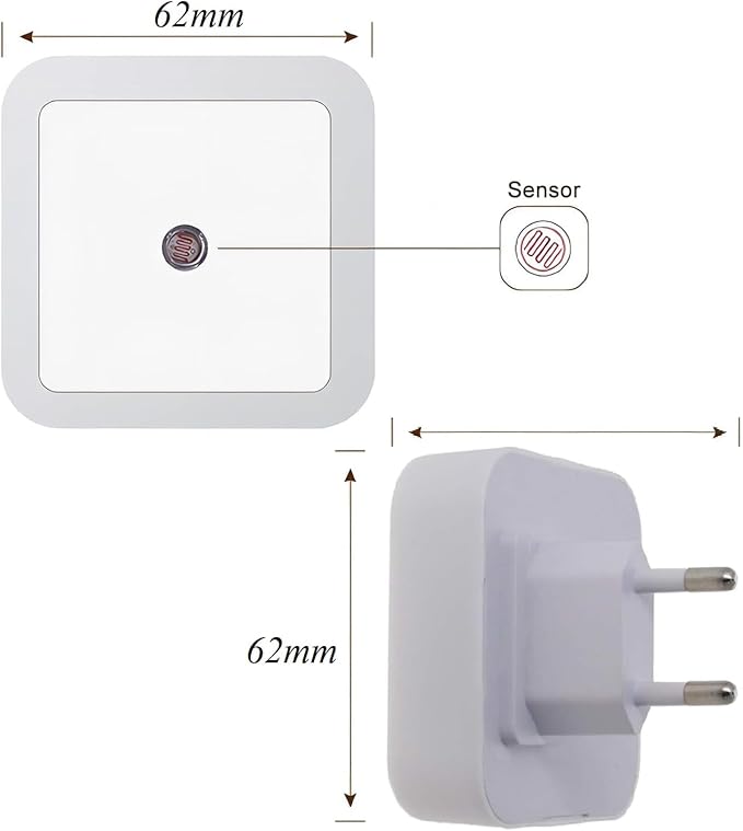 4Pcs LED Night Light, 0.5W Smart Light Sensing Warm White Nightlight, 65mm ABS Auto Sensor, Bedroom, Bathroom, Kitchen, Hallway, Stairs, Energy Efficient, Compact, Christmas