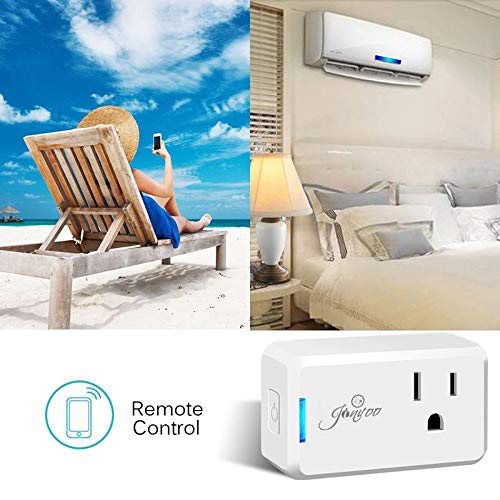 Jinvoo WiFi Smart Mini Plug, 10A, Remote Control by Tuya Smart Life app Works with Amazon Echo,Compatible with iOS/Android Google Assistant, Timer White ETL Listed FCC Certified (2 Pack)