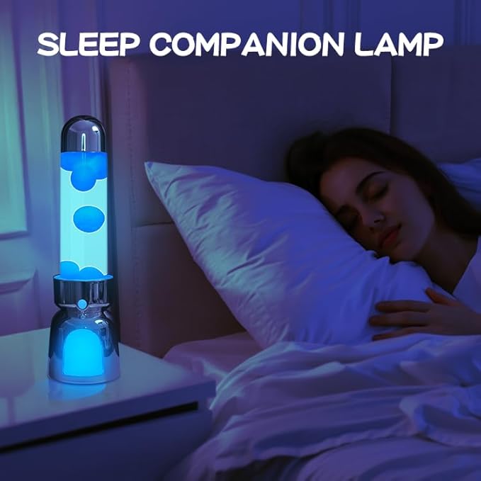Lighthouse Liquid Motion Lamp, Decorative Night Light with Green Wax, 13-Color Changing, Safe Flameless Mood Lighting for Gift and Home Decor- Silver Plated