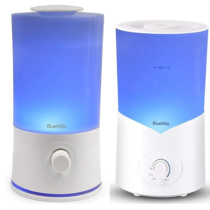 BlueHills Premium 2000 Ml and 1000 Ml Set of 2 Large Essential Oils Diffusers for Large Rooms Big Capacity Models Adjustable Cool Mist Great Gift – Value Pack of 2 White