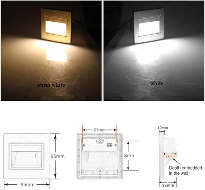 3W LED COB Wall Light Modern LED Footlight Stair Lights Led Step Light Night Lamp Recessed with 86 Box Silver White Gold (Cold Gold+Box)