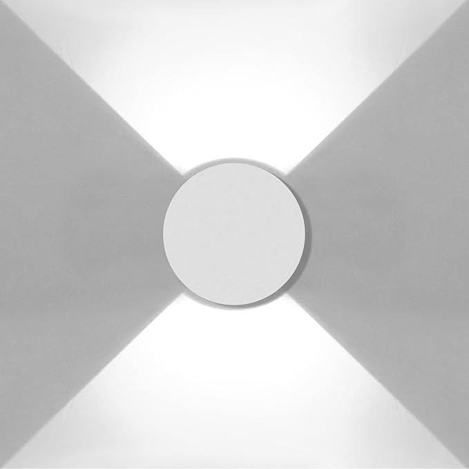 Kawell 8W Modern LED Wall Sconce Light Up Down Waterproof Outdoor Wall Lamp Indoor Hardwired for Bedroom Bathroom Hallway Stairs Porch, White 6000K