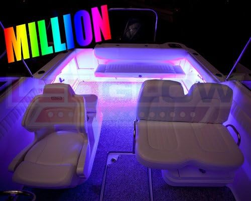 LEDGlow 8pc Million Color LED Boat Marine Deck & Cabin Accent Lighting Kit - 20" Waterproof Flexible Light Strips - Screw Cap Connectors with O-Rings - Includes Control Box & Wireless Remote