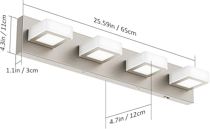 Ralbay 5 Color Temperature Brushed Nickel Vanity Lights for Bathroom Dimmable Acrylic Modern LED Bathroom Lighting Fixtures Brushed Nickel