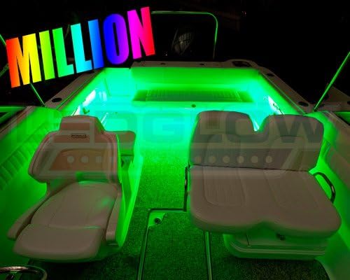 LEDGlow 8pc Million Color LED Boat Marine Deck & Cabin Accent Lighting Kit - 20" Waterproof Flexible Light Strips - Screw Cap Connectors with O-Rings - Includes Control Box & Wireless Remote