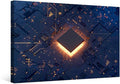 Computer Chip Wall Paintings CPU Concept Pictures Print On Canvas Technology Digital Art Wall Art for Living Room Bedroom Wall Decoration Office Wall Art Giclee Framed Ready to Hang 16X24 INCH
