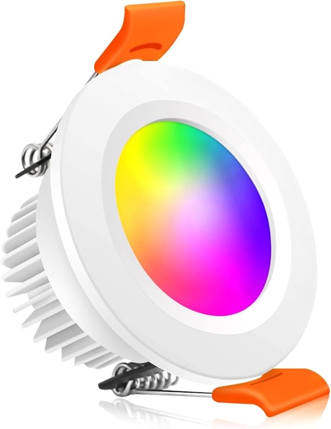 YGS-Tech Smart 3 Inch Recessed Lighting, WiFi LED Downlight 5W 120V, Compatible with Alexa and Google Home, Dimmable RGB & CCT 2700-6500K, Black Trim, LED Ceiling Light with Driver (1 Pack)