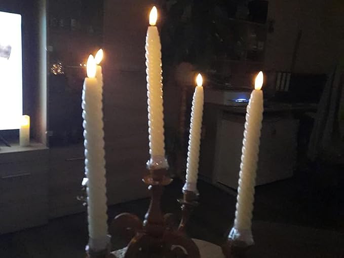 Flameless Taper Candles White Flickering with Remote Timer, Battery Operated Candlesticks 3D Wick LED Spiral Candles 6 Pack 9.8" Real Wax Wedding Home Birthday Christmas Decor
