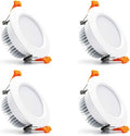 3 inch Dimmable LED Recessed Lighting, 7W Retrofit Downlight, 4000K Natural White, CRI 80 with LED Driver, as AC 110V Ceiling Light Fixture for Living Room, Kitchen, Bedroom, Hallway, 4 Pack