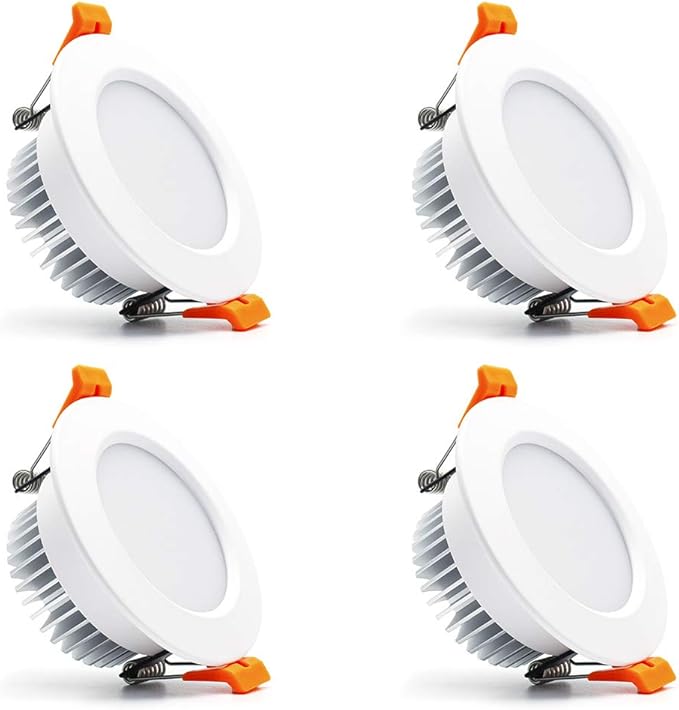 3 inch Dimmable LED Recessed Lighting, 7W Retrofit Downlight, 6000K Daylight White, CRI 80 with LED Driver, as AC 110V Ceiling Light Fixture for Living Room, Kitchen, Bedroom, Hallway, 4 Pack