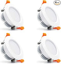 3 inch Dimmable LED Recessed Lighting, 7W Retrofit Downlight, 3000K Warm White, CRI 80 with LED Driver, as AC 110V Ceiling Light Fixture for Living Room, Kitchen, Bedroom, Hallway, 4 Pack