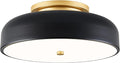 Dimmable LED Ceiling Light, Black and Gold Light Fixture, Mid-Century Semi Flush Mount Ceiling Light 5CCT 2700K-6000K Ceiling Lamp for Laundry Room Kitchen, Bedroom, Hallway(11.8in)
