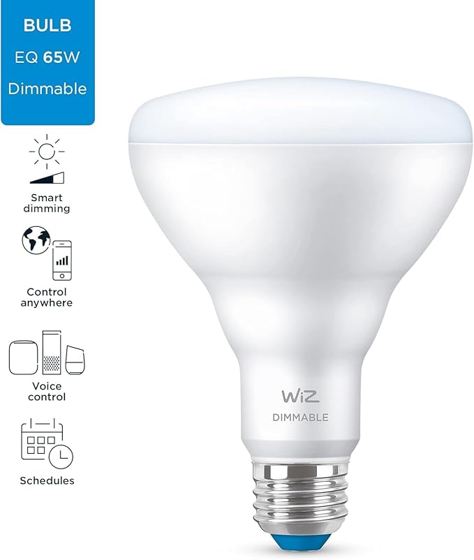 WiZ Connected 65W Eq.(7.2W) BR30 Daylight (5000K) LED Smart Bulb - Pack of 2-650 Lumen- E26 - Indoor - Connects to Your Existing Wi-Fi - Control with Voice or App - Activate with Motion
