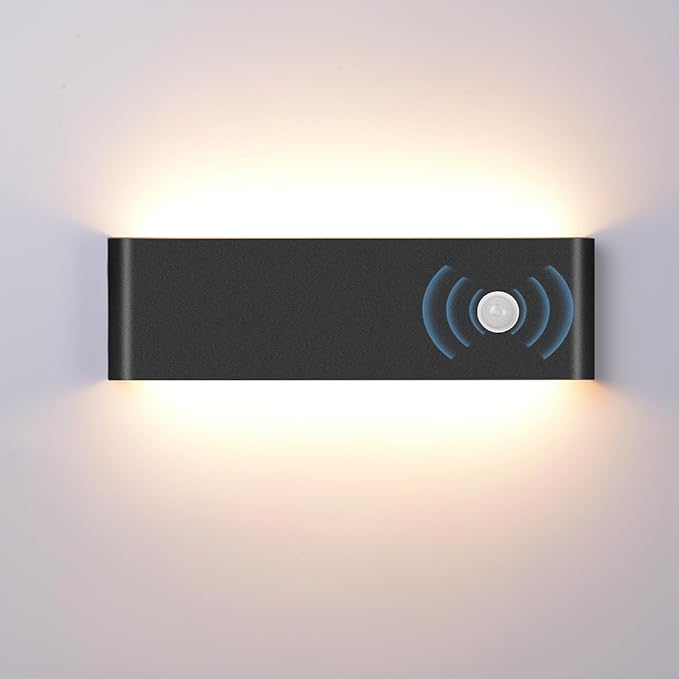 LED Hardwired Motion Sensor Light Indoor Wall Sconce, Motion Sensor Wall Light Indoor Sconce Wall Aluminum Modern Wall Sconce for Living Room Hallway Stair 12W Warm White(Not Battery Operated)